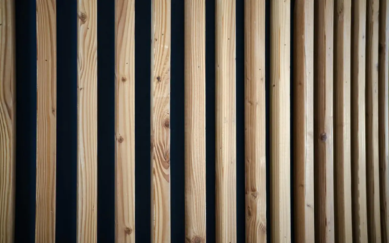 Parete con listelli in legno, dettaglio